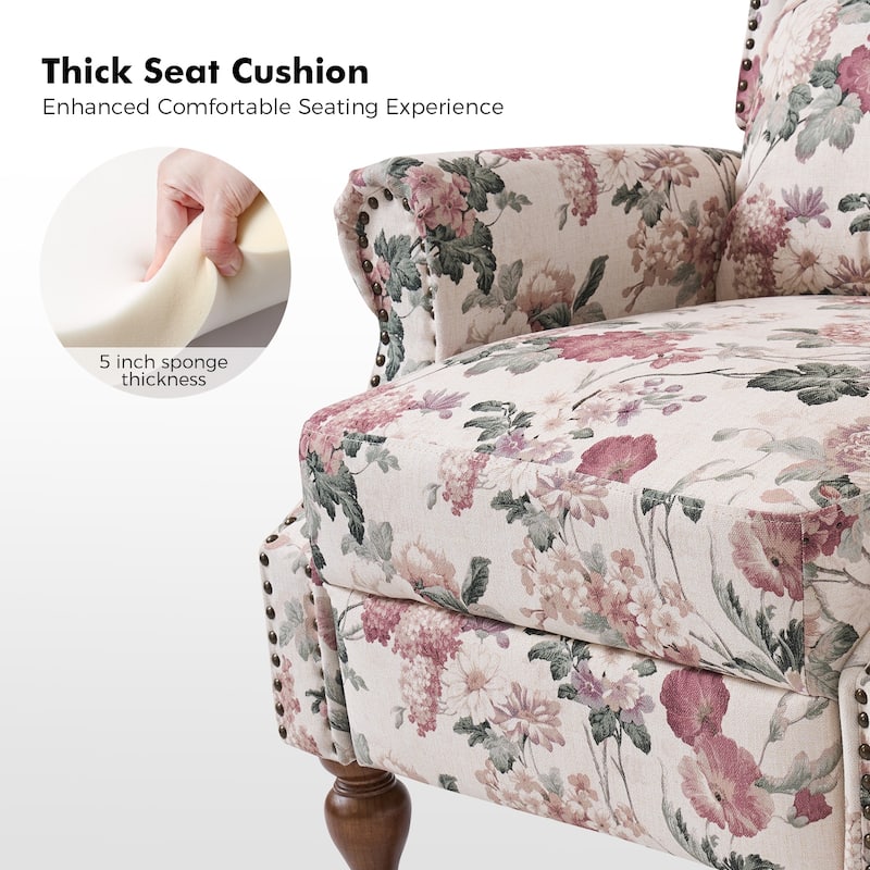 Terri Classic Cutaway Arms with Nailheads Manual Recliner for Living Room by HULALA HOME