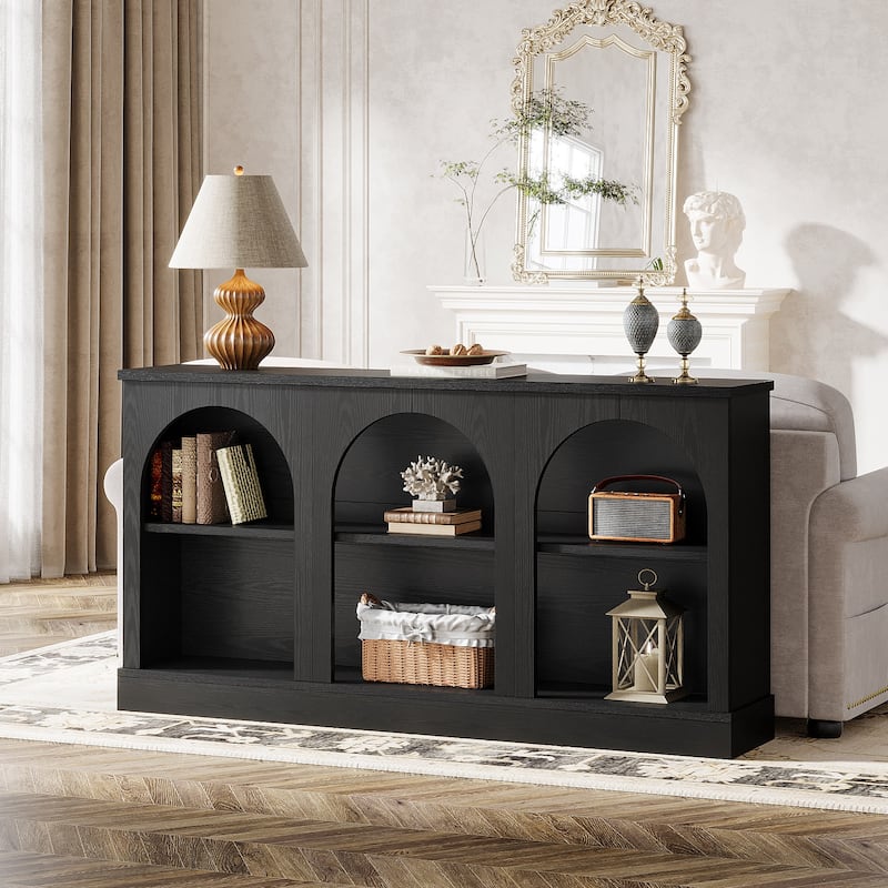 63-Inch Farmhouse Console Table with 3 Tier Storage