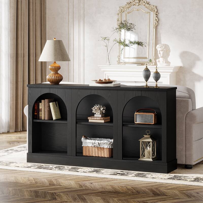 Farmhouse Console Table, 63'' Long Entryway Table with 3 Tier Storage