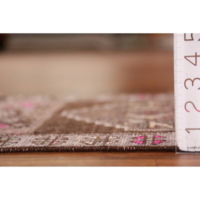 Hand Knotted Oriental 100% Wool Carpet Transitional Tribal Brown Anatolian Area Rug - 2' 9'' X 1' 6''
