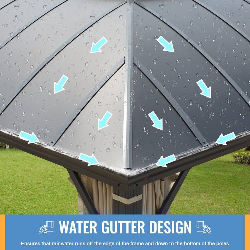 Waterproof Aluminum Gazebo w/ Double Roof & Netting - Patio, Garden Pergola