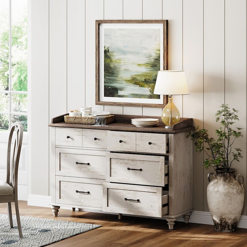 Mid Century Dresser with 5/6 Drawers, Wooden Kids Dresser for Bedroom