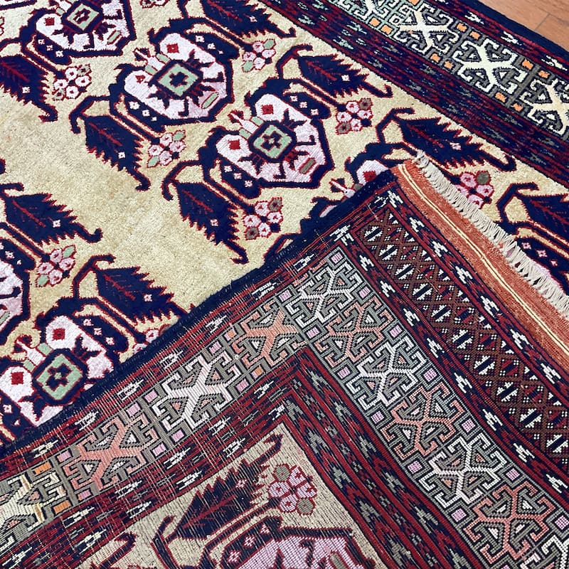 HERAT ORIENTAL Handmade Turkoman Wool & Silk Rug - 3'9" x 6'