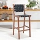 preview thumbnail 1 of 3, Woven Leather Bar Stool, Counter Height Bar Stools - Black