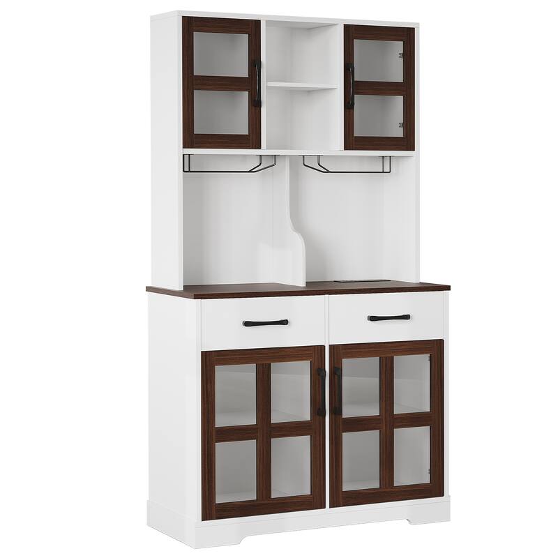 Meyreso 71" Kitchen Pantry Hutch Cabinet with 2 Drawers
