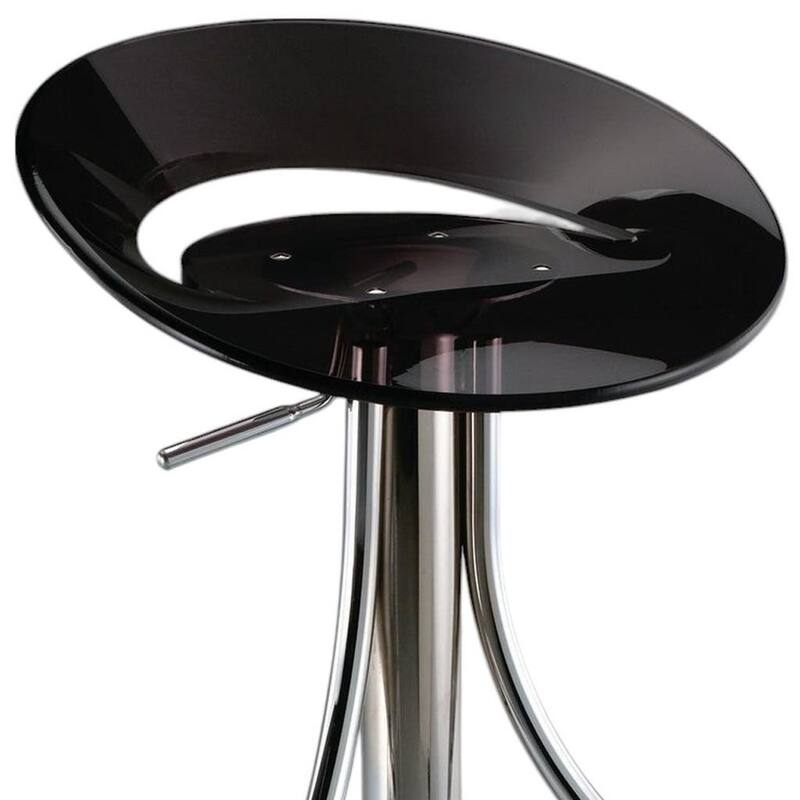 HomeRoots Black and Silver Metal and Heavy Duty Plastic Low Back Adjustable Height Bar Chair