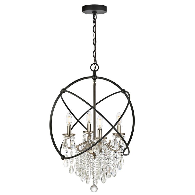 SAFAVIEH Lighting Hildegund Pendant - 20.3"x20.3"x31.5-103.5" - Nickel/Black - 20Wx20Dx80H