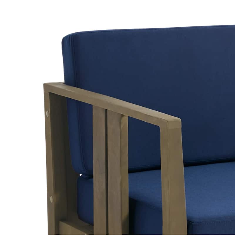 Casual 29"W Outdoor Patio Armchair Set In Solid Teak Wood with Cushion