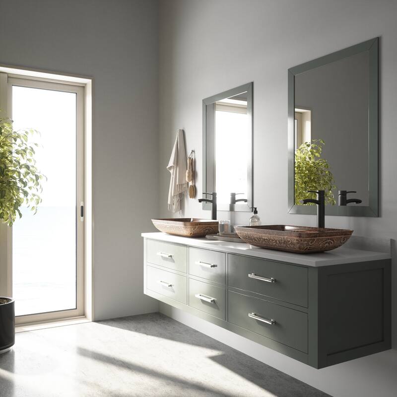 VIGO Donatello 23"L x 15"W x 5"H Glass Rectangular Vessel Bathroom Sink