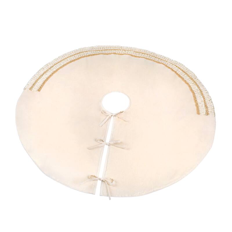 National Tree Company 52 in. HGTV Home Collection Fringe Detail Tree Skirt, Off White - 52 in