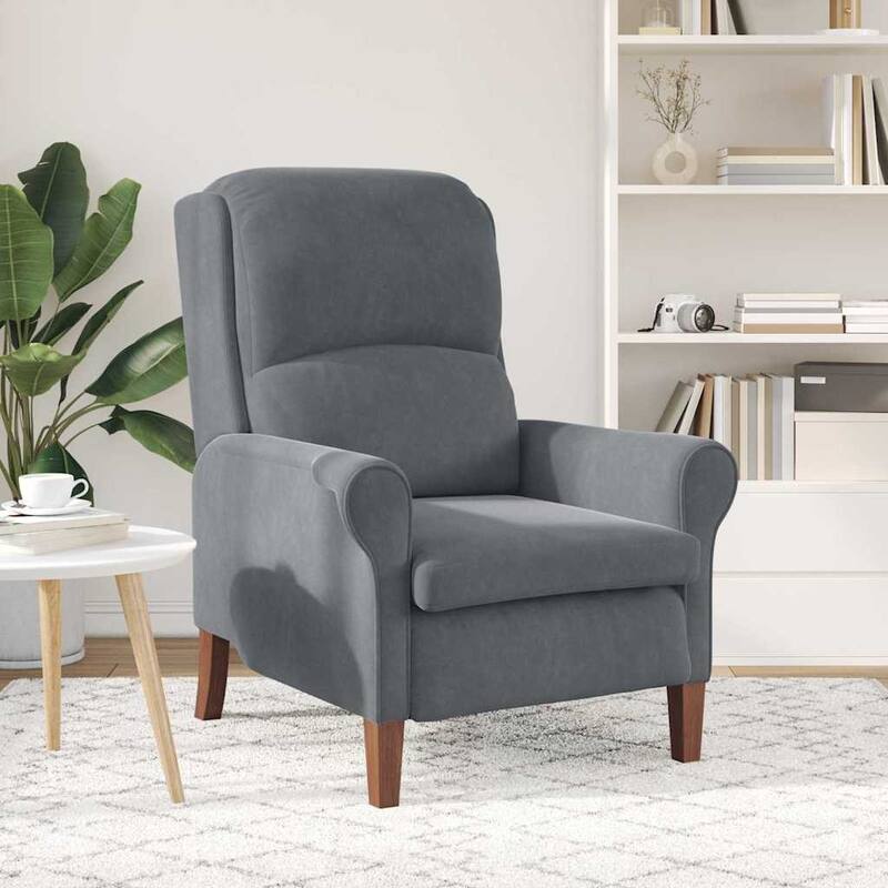 vidaXL Dark Gray Armchair Dark gray/Black Fabric with wood Standard - 29.9 x 37 x 40.2