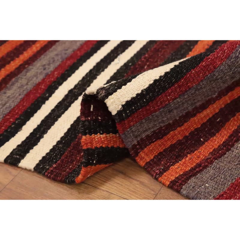Hand Woven Oriental 100% Wool Carpet Southwestern Geometric Multi-Colored Kilim Area Rug - 9' 0'' X 4' 8''