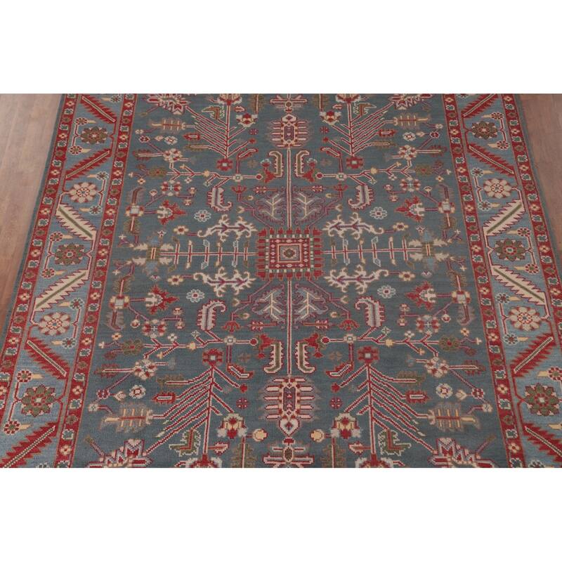 Oushak Area Rug Hand-Knotted Floral Wool Carpet - 8'0"x 9'10"