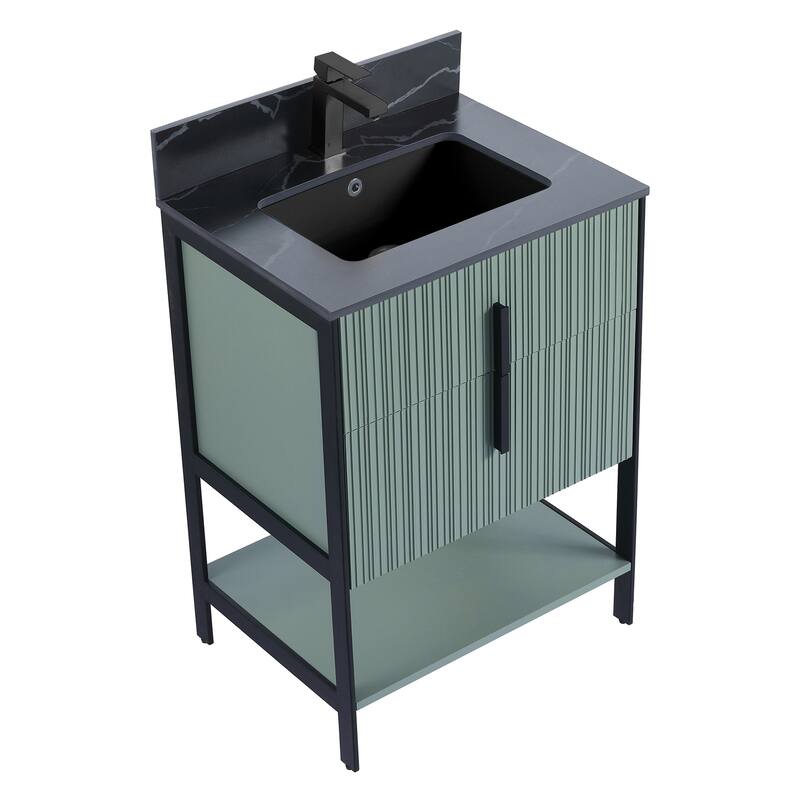 Fine Fixtures Serenity Modern Bathroom Vanity with Black Sintered Stone Top