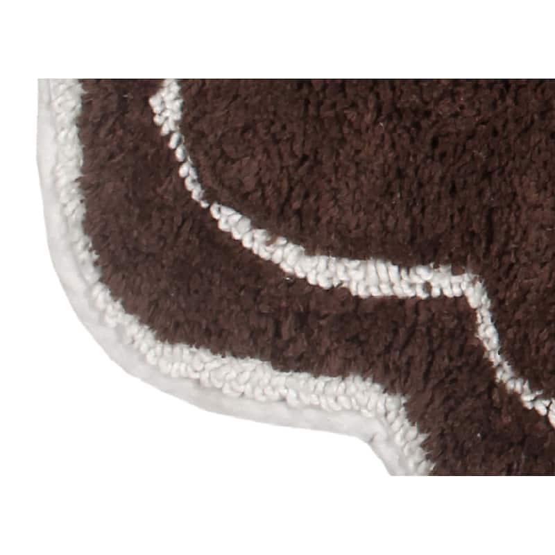 Allure Collection 100% Cotton Non-Slip Bathroom Rug Set, 3 Piece Machine Washable- Bathroom Rug, Bath Rug, U Shaped Contour