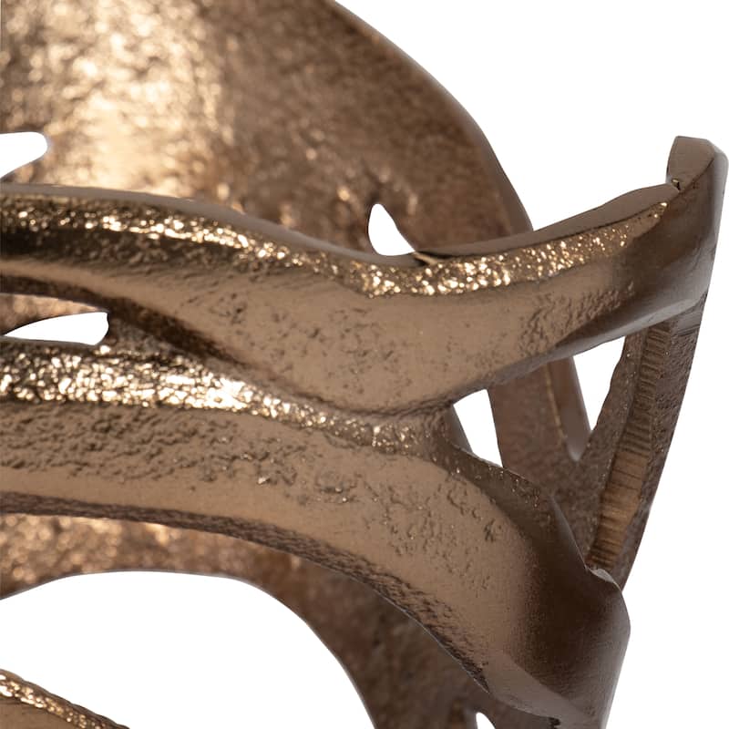 Sagebrook Home Metal Abstract Tornado Vase Set of Two, Champagne Finish. Made with Aluminum.