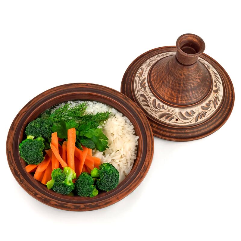 STP Goods Handmade 2.1Qt Red Clay Stoneware Tajine