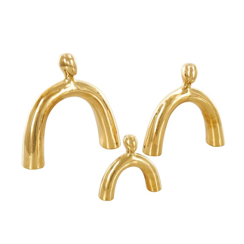 Silver or Gold Ceramic Abstract Arched Family Decorative Sculpture (Set of 3)