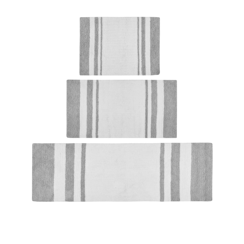 Madison Park Spa Cotton Reversible Bath Rug - 27x45" - Grey