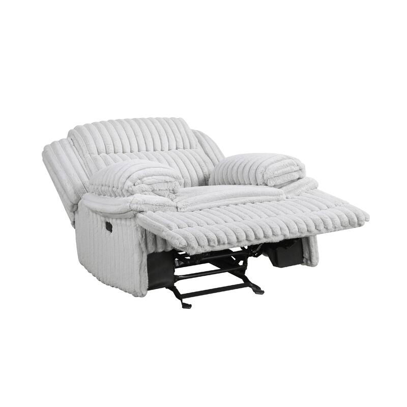 Rexy Manual Glider Recliner Chair, Textured Light Gray Corduroy