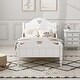 preview thumbnail 2 of 6, White Solid Wood Macaron Twin Toddler Platform Bed, Safety Rails, Kid-Friendly Height
