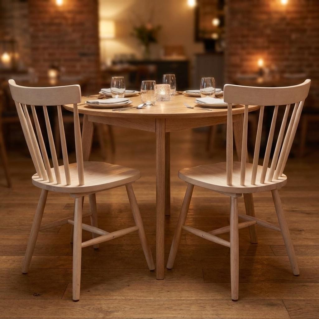 HomeRoots Set of Two Natural Solid Wood Windsor Back Dining Side Chairs - 20.10 in. x 32.30 in. x 19.10 in.