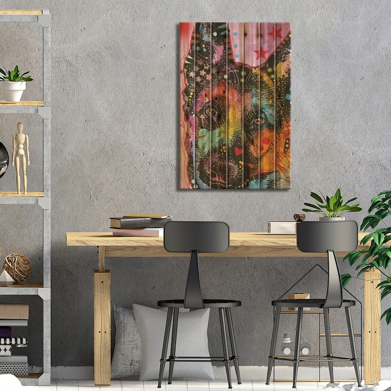 German Shepherd II Print On Wood by Dean Russo - Multi-Color