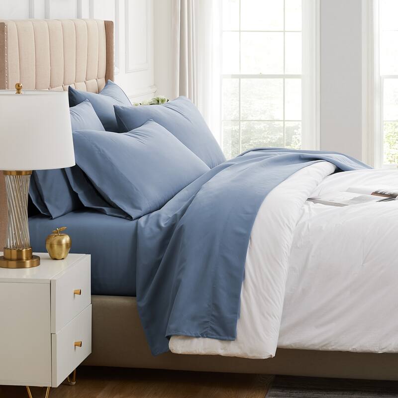 Vilano Comfort Deep Pocket Ultra-Soft 6-piece Bed Sheet Set - Steel Blue - Twin