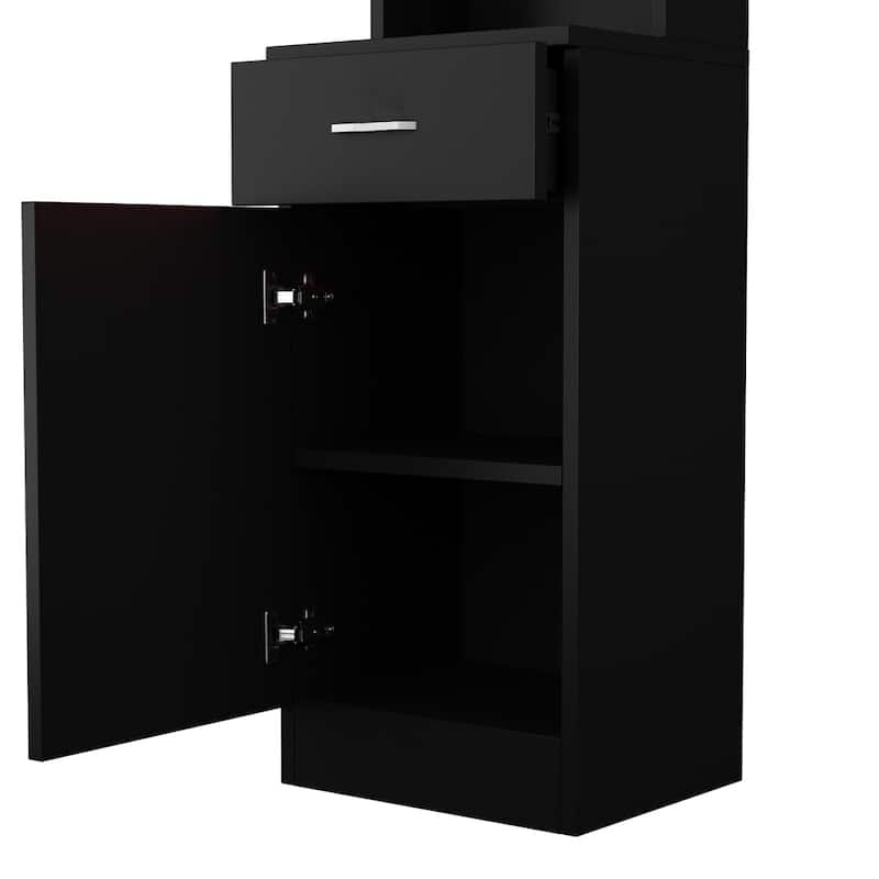 Standing 5 Compartments 1 Drawer 1 Door MDF Barber Cabinet Black