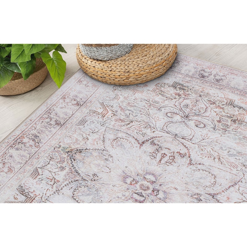 Bohemian Distressed Vintage Machine Washable Area Rug
