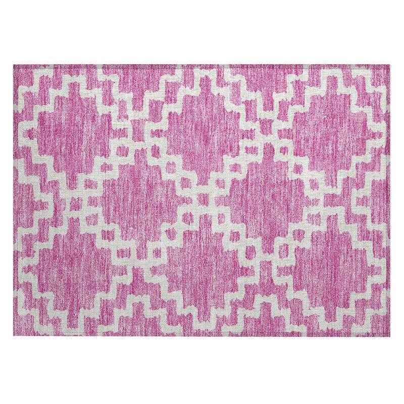 Machine Washable Indoor/ Outdoor Chantille Geo Trellis Rug