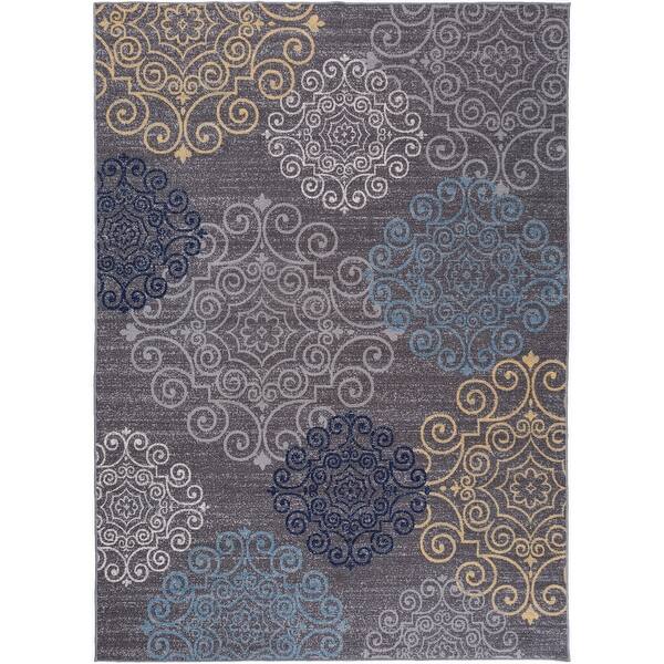 Shop Modern Floral Swirl Design Non Slip Area Rug Overstock 14772494