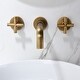 preview thumbnail 5 of 8, Wall Mount Bathroom Sink Faucet Double Handle Bathroom Faucet Copper Three Hole Bathroom Basin Vanity Faucet