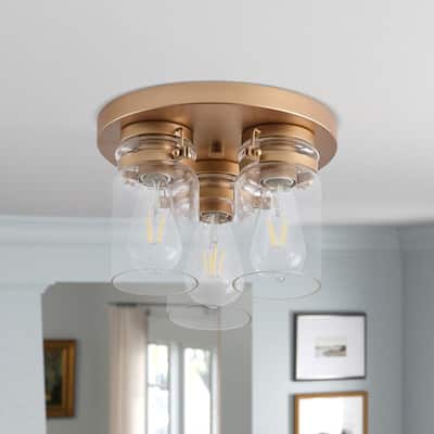 3-Lights Creative Cylinder Design Shaded Flush Mount Lighting - 11"D×11"W×8"H