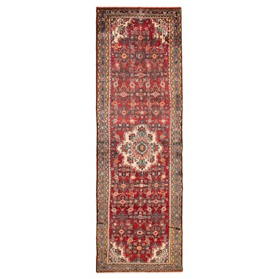 ECARPETGALLERY Hand-knotted Andelz Red Wool Rug - 3'5 x 10'2
