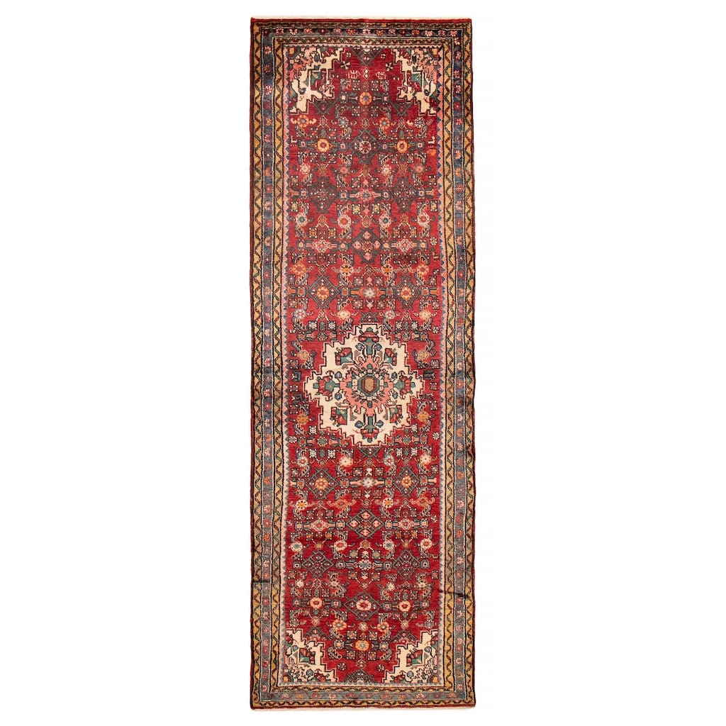 ECARPETGALLERY Hand-knotted Andelz Red Wool Rug - 3'5 x 10'2