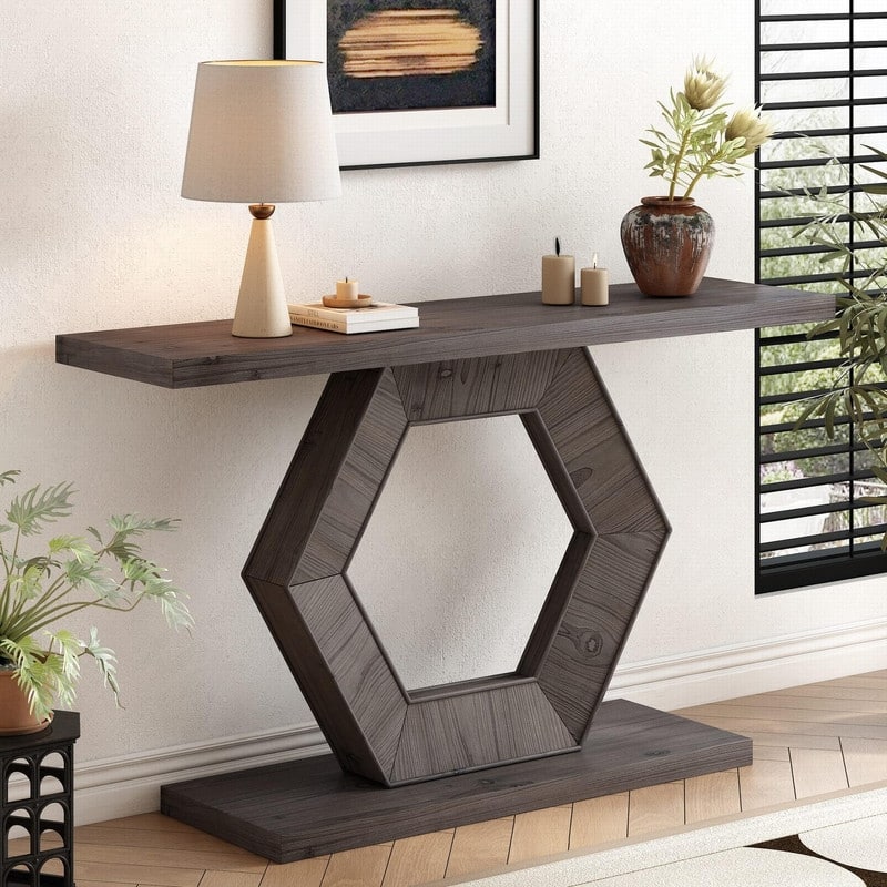 Modern 55.1" Entryway Console Table with Hexagon Leg