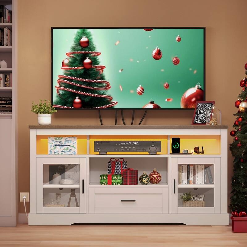 Moasis LED Farmhouse TV Stand for TV up to 65"