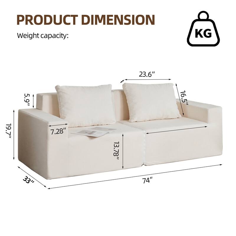 No Installation & Convertible Sofa Chair with Armrests Removable