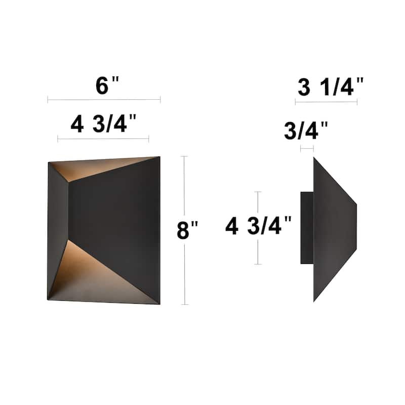 C Cattleya 2-Light Modern Matte Black Integrated LED Outdoor Wall Light