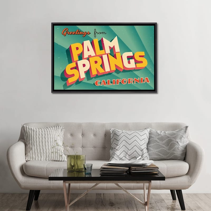 iCanvas "Greetings From Palm Springs" by RealCallahan Framed