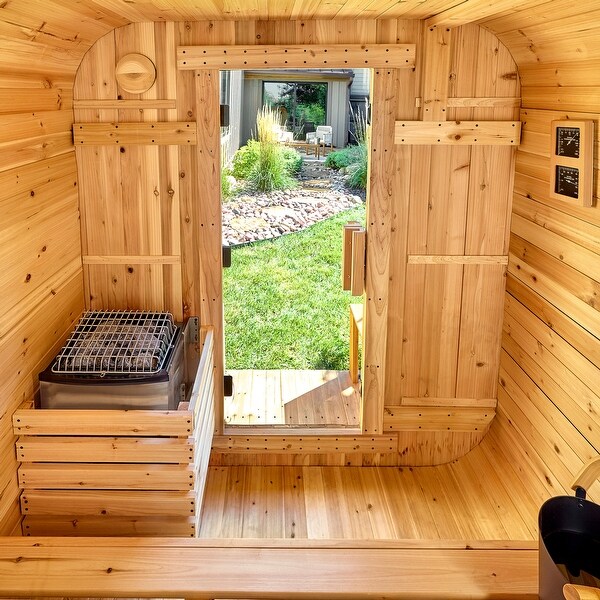 Backyard Discovery Lennon 4-6 Person Outdoor Cube Sauna, Porch