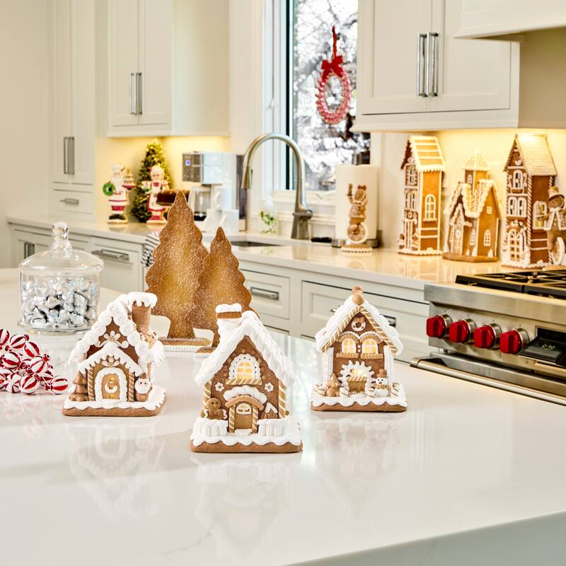 6" LED Battery Operated Timer Clay Sugar and Spice House Set of 3