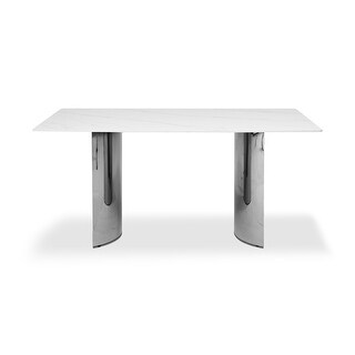 Modern Matte Sintered Stone Dining Table with Stainless Steel Base ...