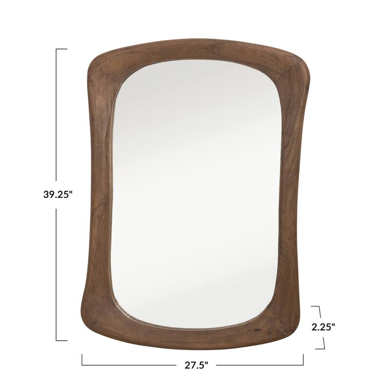 Mango Wood Framed Wall Mirror - 27.5"L x 2.25"W x 39.35"H