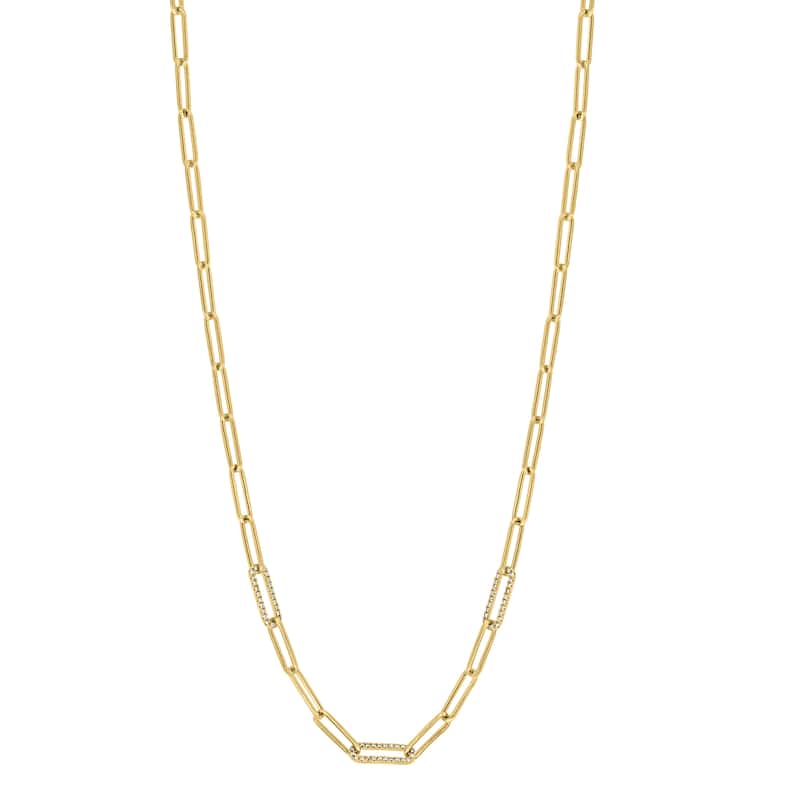 EFFY 925 Sterling Silver Diamond Paperclip Chain Necklace