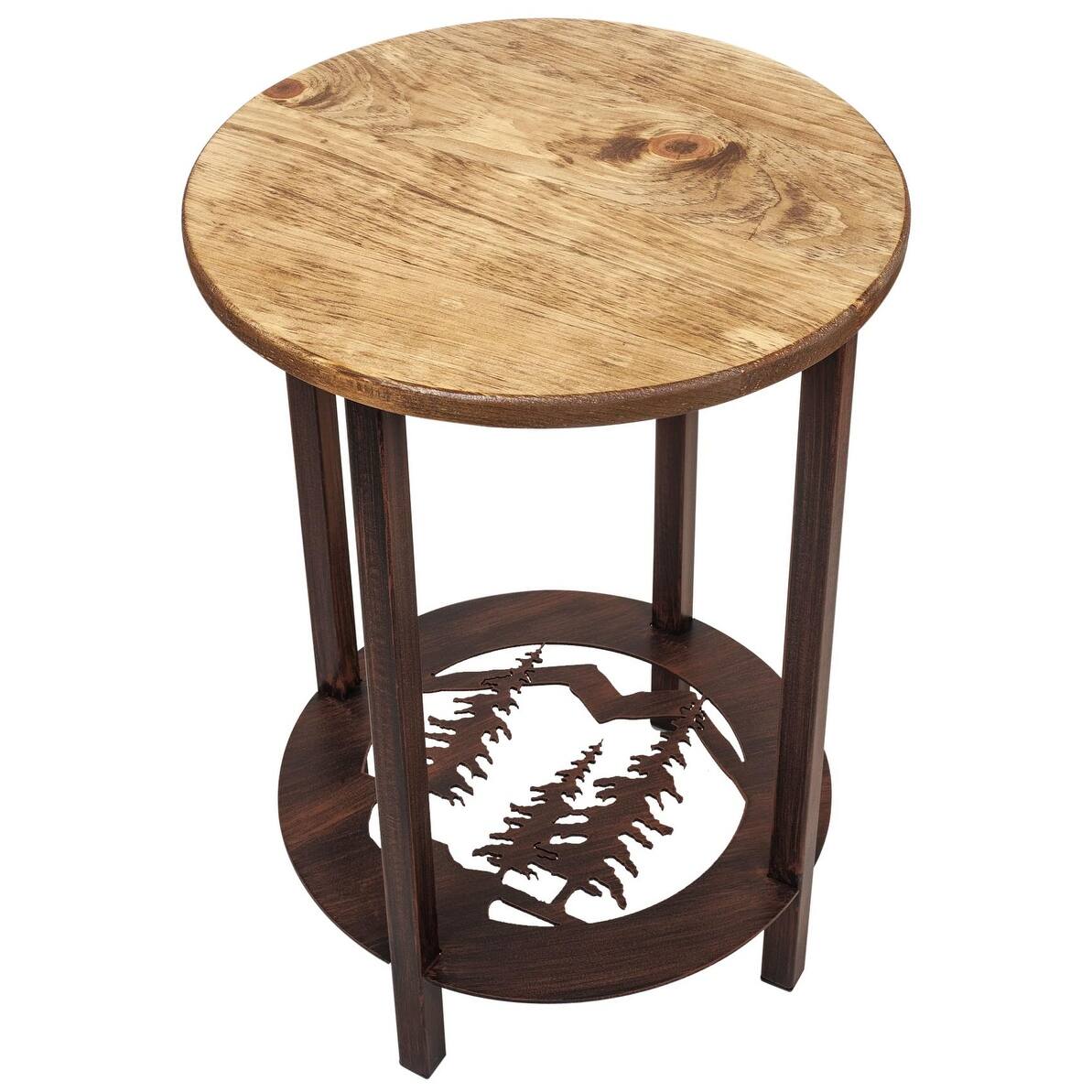 Rustic Round End Table Bed Bath & Beyond 36254017