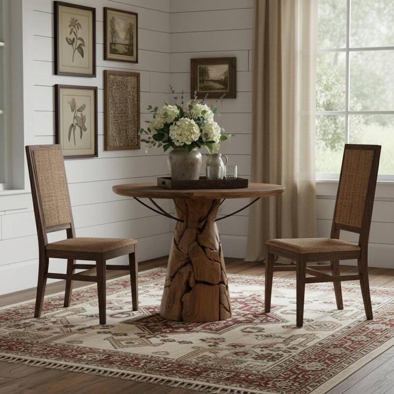 HomeRoots 39" Natural Reclaimed Wood Pedestal Base Round Top Dining Table - 39.40 in. x 30.70 in. x 39.40 in. - Natural - 39.40 in. x 30.70 in.  x 39.40 in.
