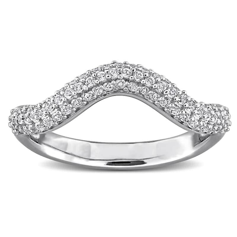 Miadora 3/8ct TGW White Topaz Curved Ring Sterling Silver