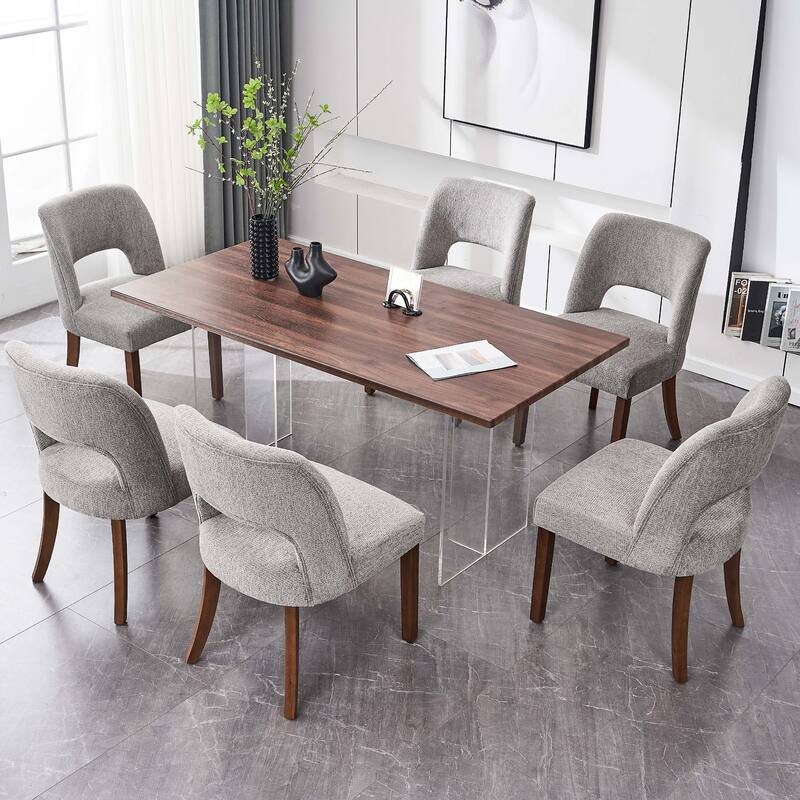 Wooden Dining Chairs Set of 2/4/6,Modern Fabric Upholstered Dining Room Chair Kitchen Chairs